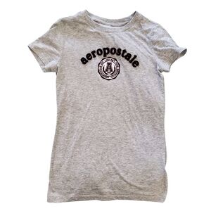 Aeropostale Arch‎ Crest Appliqué Graphic Tee in gray Junior Size Small Women